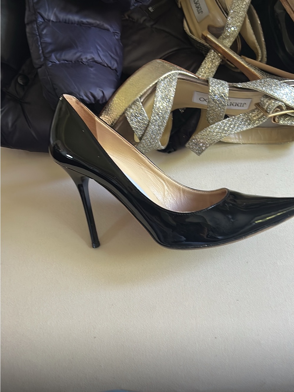 Jimmy Choo Black Patent Leather Pointed-Toe Stiletto Pump